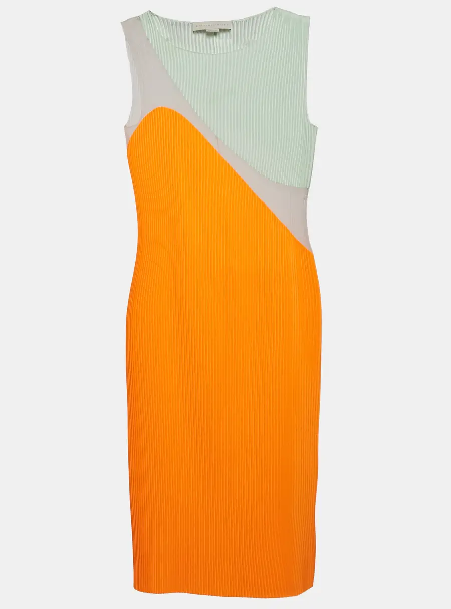 Stella McCartney Multicolor Plisse Paneled Midi Dress XS