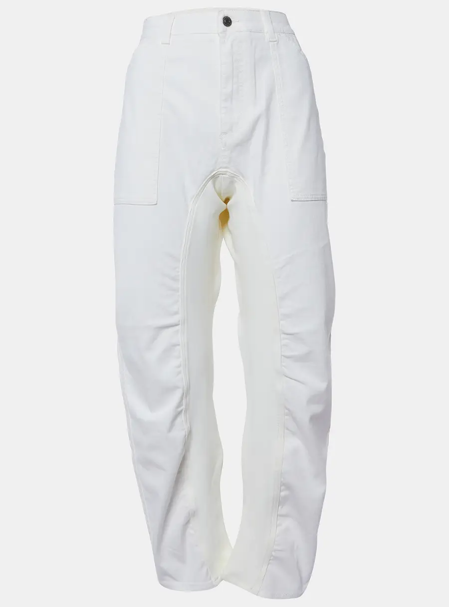 Stella McCartney White Denim & Jersey Tapered Jeans L/Waist 34"