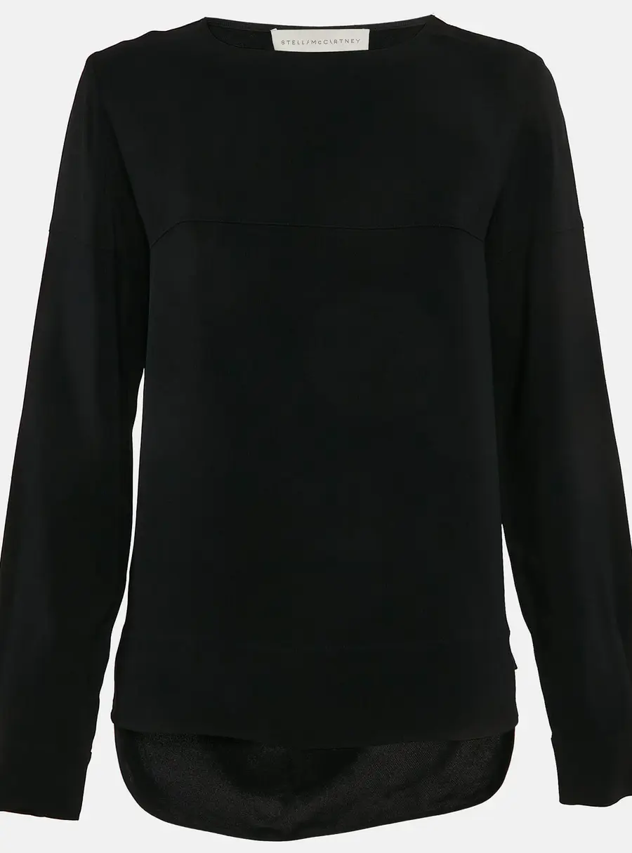 Stella McCartney BlacK Crepe High-Low Blouse S
