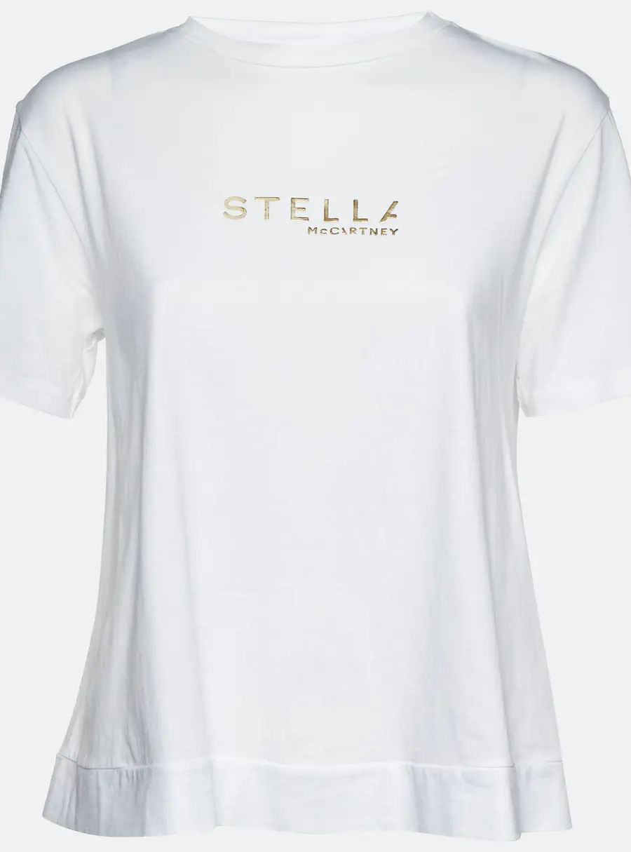 Stella McCartney White Cotton Logo Embossed Crew Neck T-Shirt M