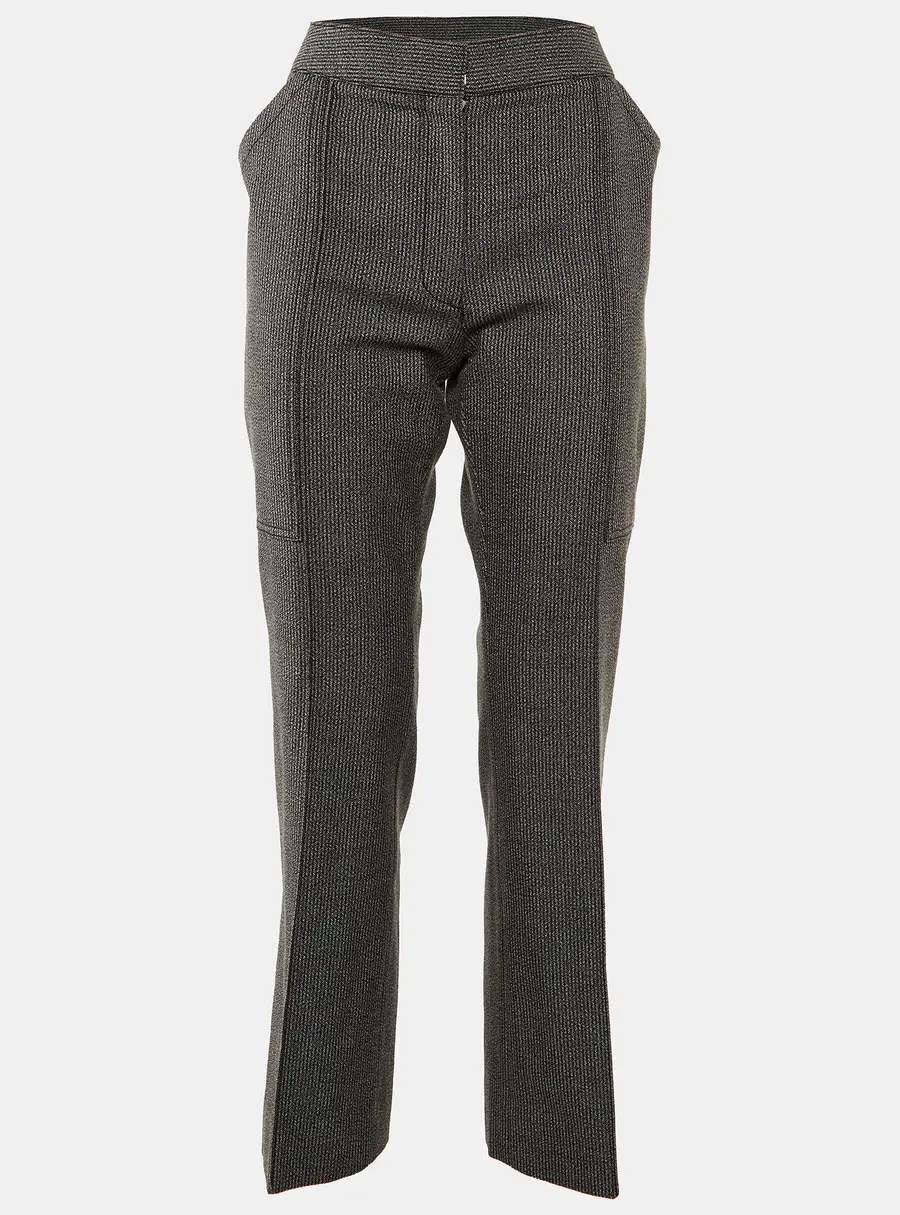 Stella McCartney Black Patterned Wool and Cotton Straight Leg Trousers M