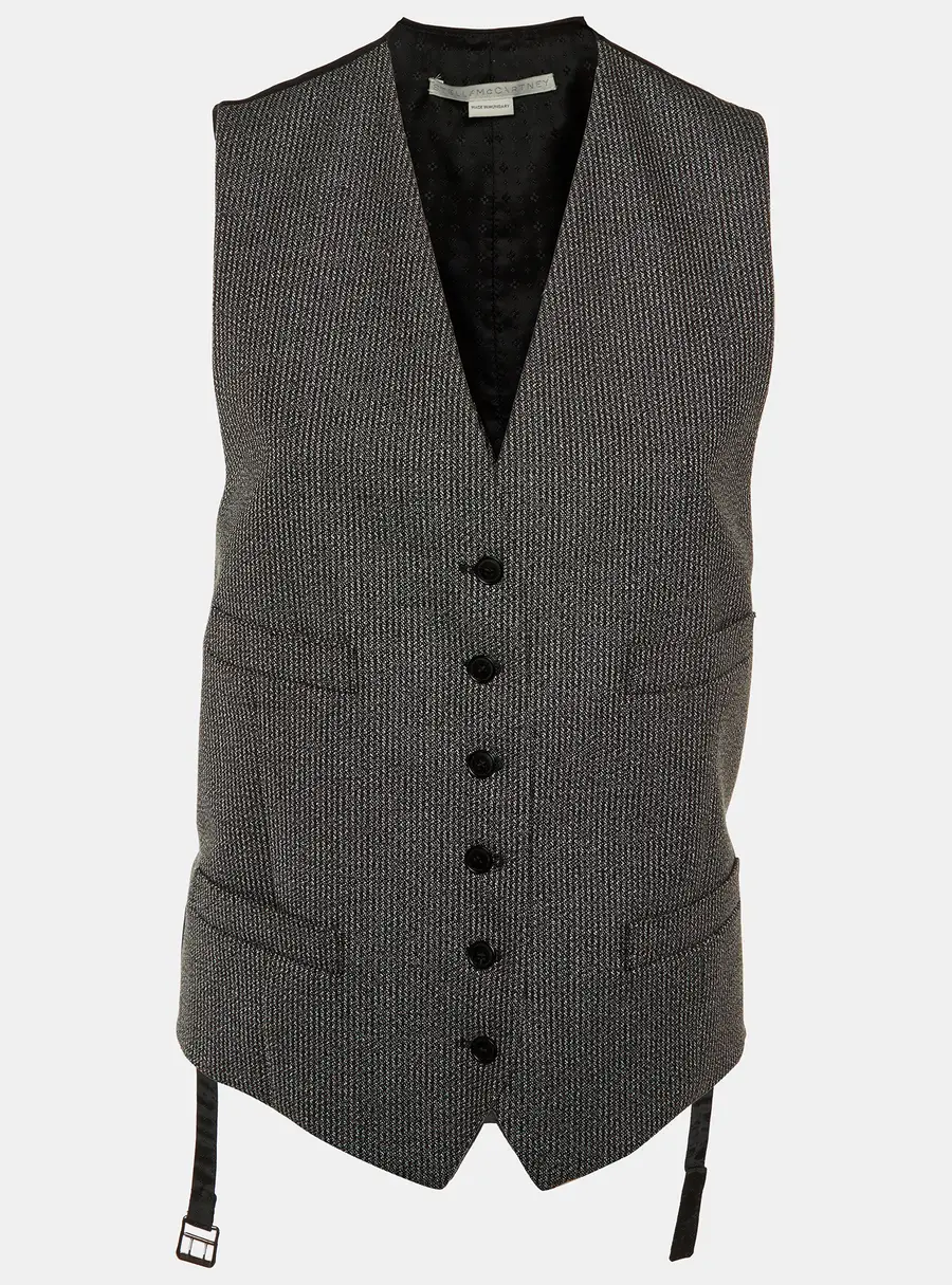 Stella McCartney Charcoal Grey Patterned Wool Sleeveless Vest S