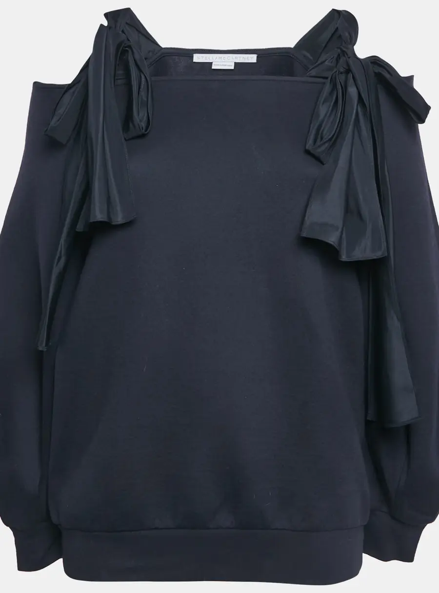 Stella McCartney Navy Blue Jersey Tie-Up Sleeve Blouse S