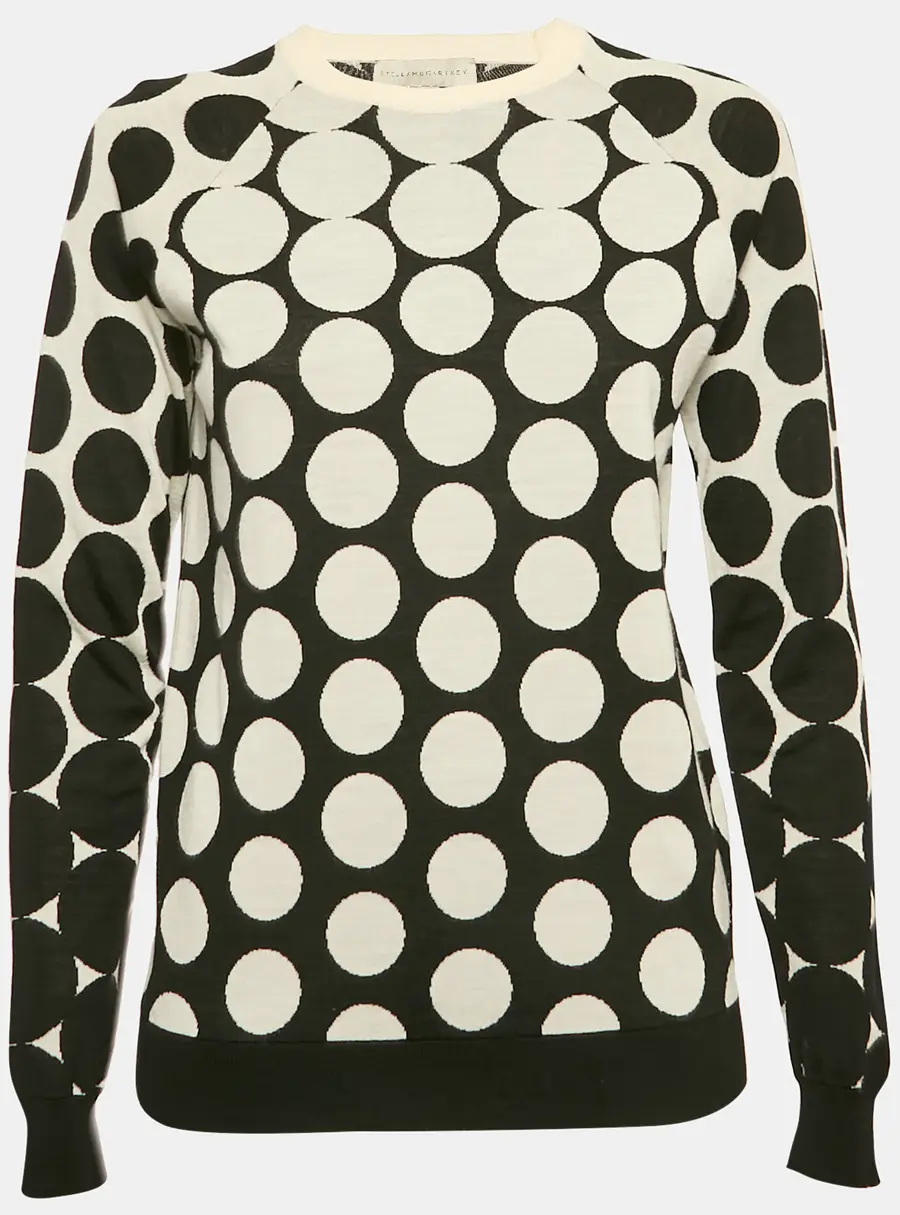 Stella McCartney Black/White Polka Dot Jacquard Knit Wool Sweater XS