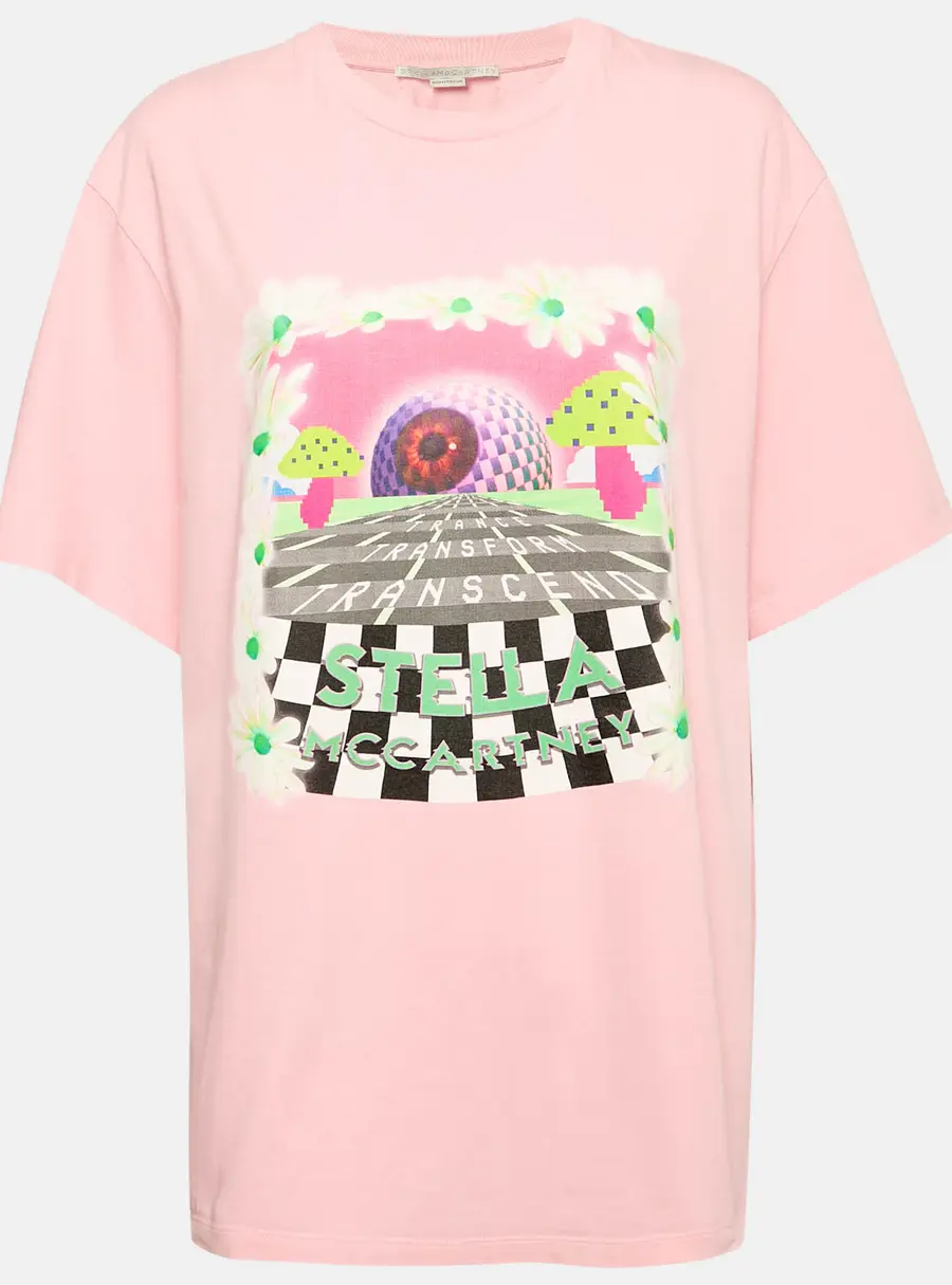 Stella McCartney Pink Printed Cotton Day Tripper Oversized T-Shirt M