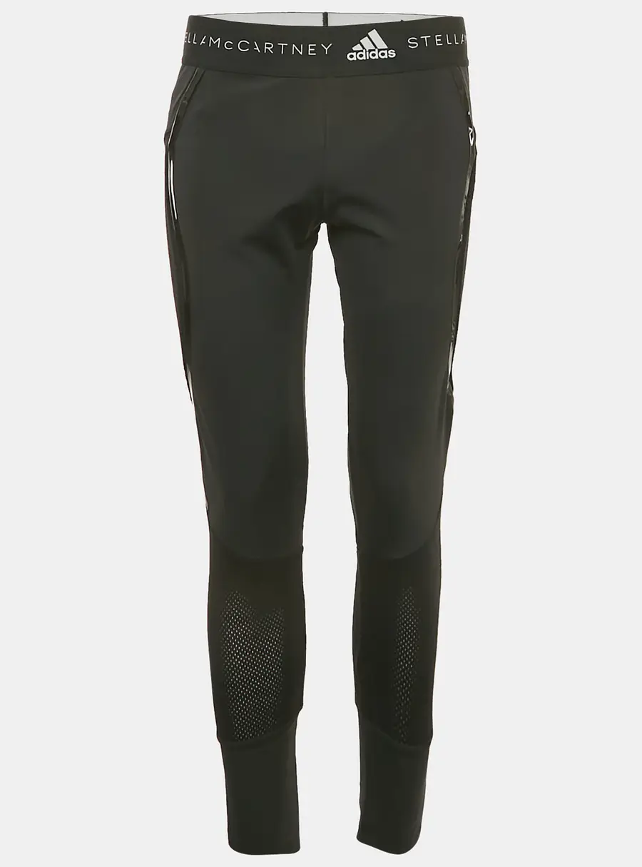 Stella McCartney X Adidas Black Mesh Trim Jersey Leggings L