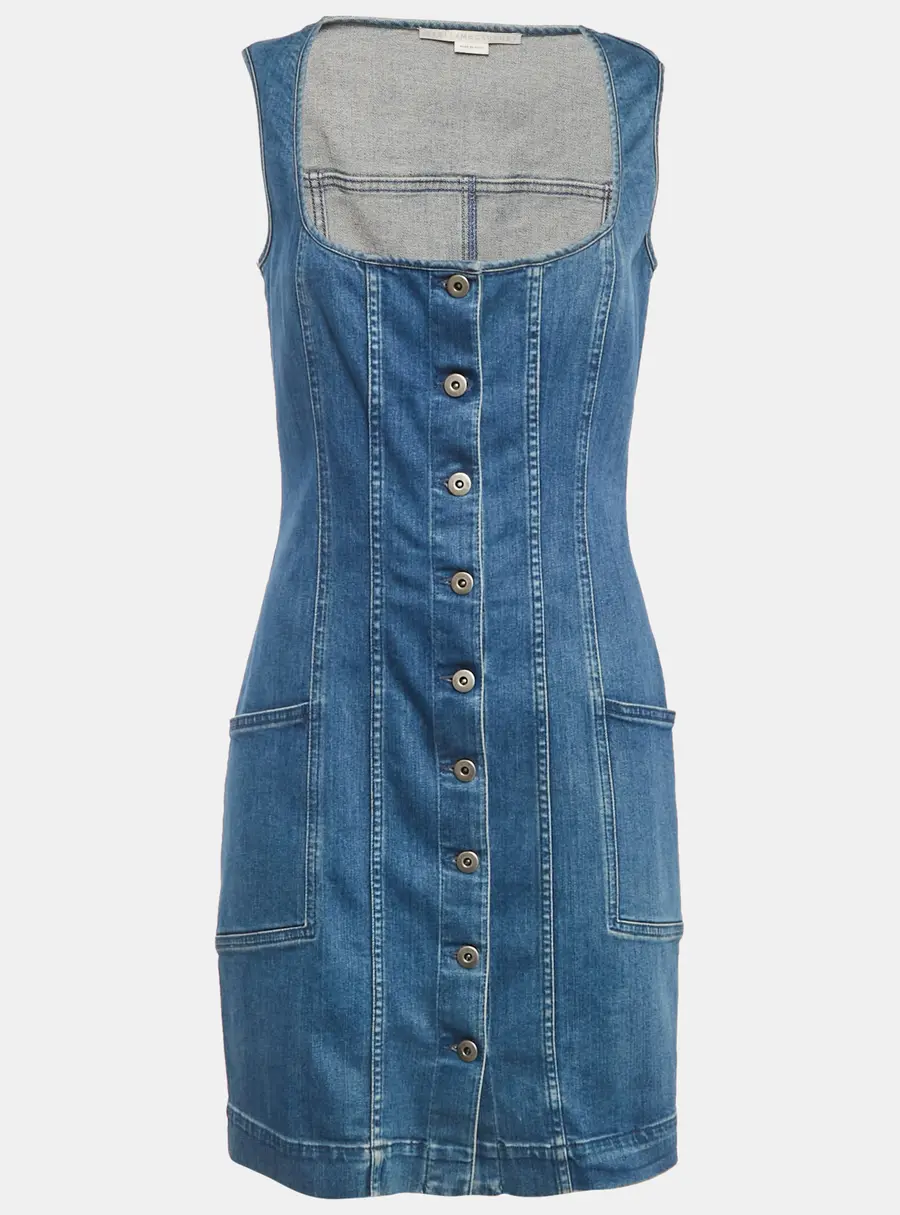Stella McCartney Blue Denim Scoop Neck Mini Dress M