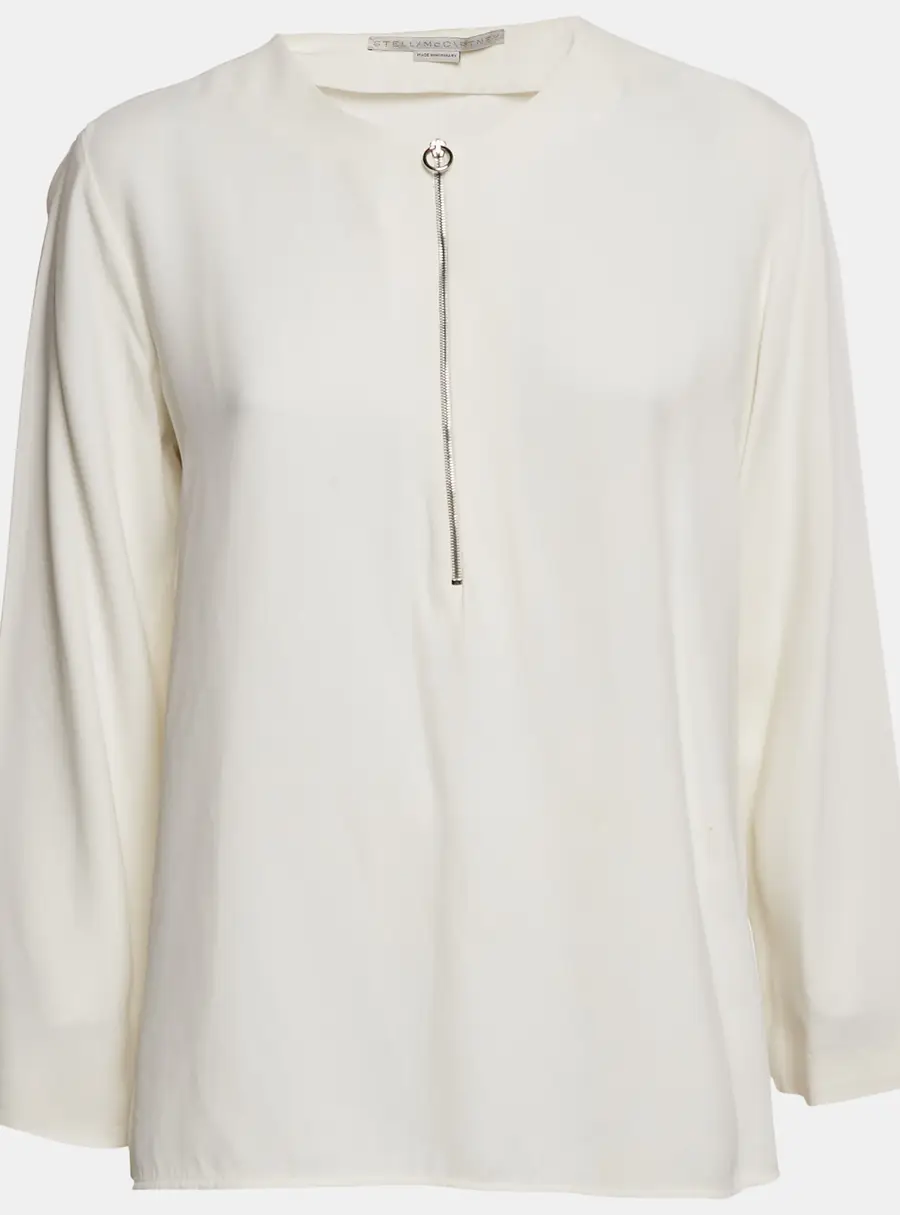 Stella McCartney Off-White Crepe Long Sleeve Top M
