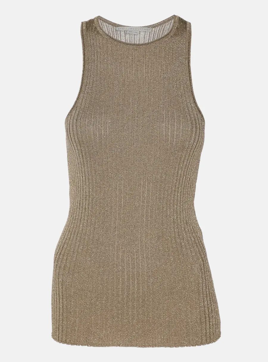 Stella McCartney Metallic Beige Lurex Knit Tank Top S