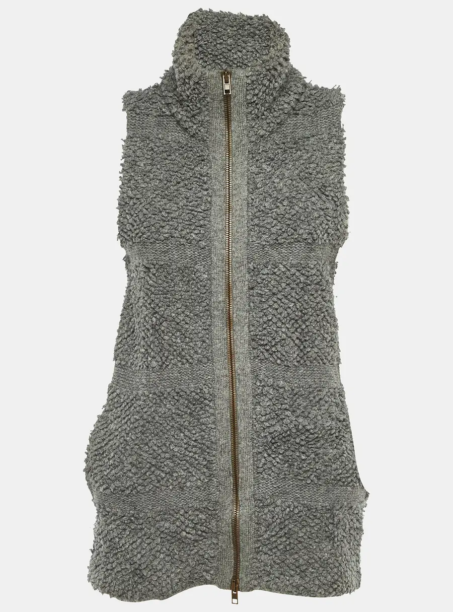 Stella McCartney Grey Wool Knit Sleeveless Jacket S
