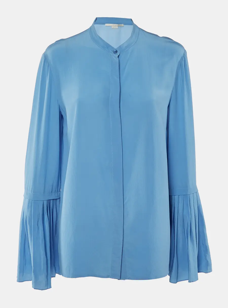 Stella McCartney Blue Silk Flared Sleeve Top L