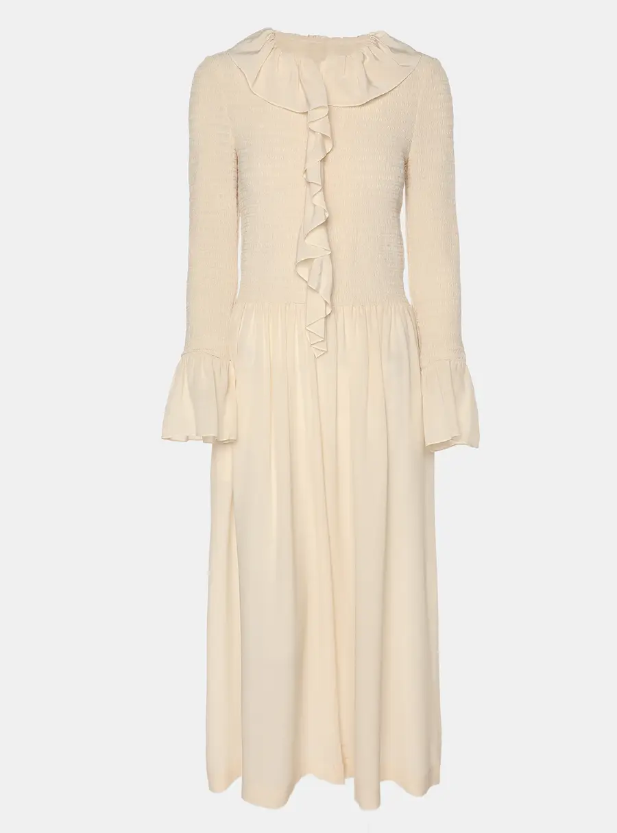 Stella McCartney Beige Crepe Long Sleeve Jumpsuit S