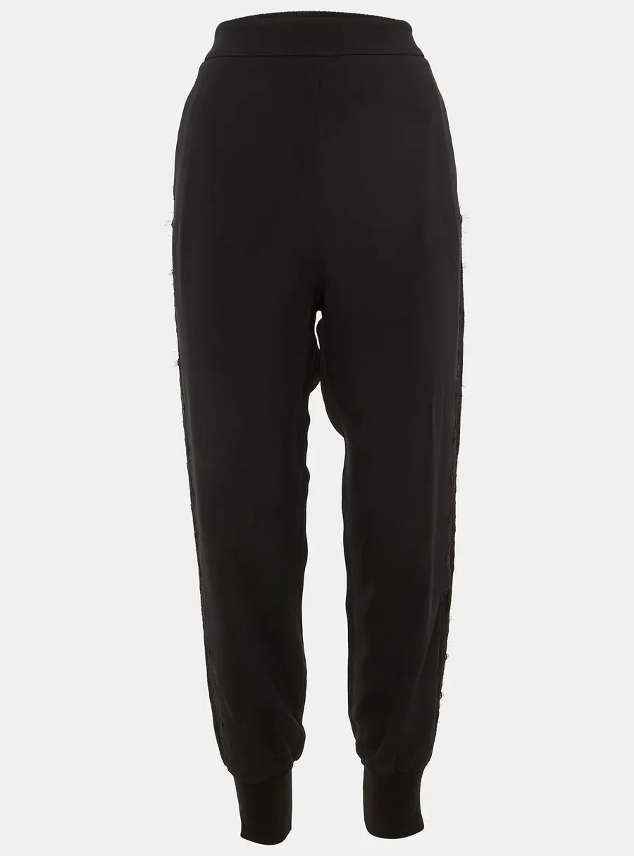 Stella McCartney Crepe Lace Trim Detail Cuffed Trousers M