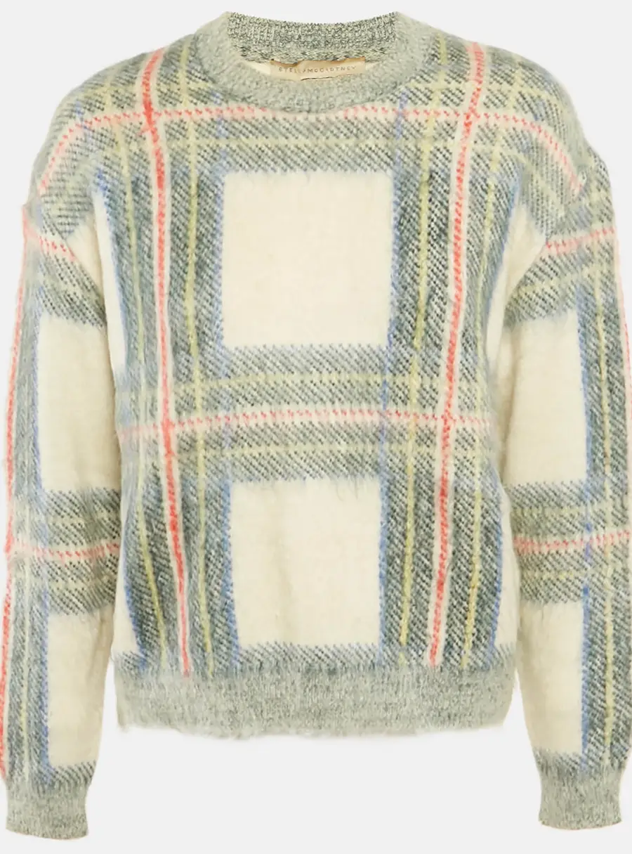 Stella McCartney Green/Cream Plaid Mohair Sweater S