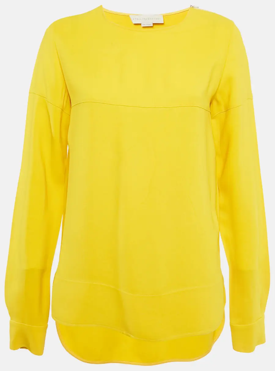 Stella McCartney Yellow Crepe Long Sleeve Blouse S