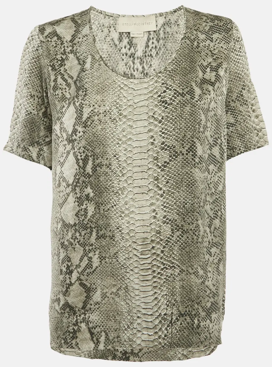 Stella McCartney Grey Snakeskin Print Satin Blouse M