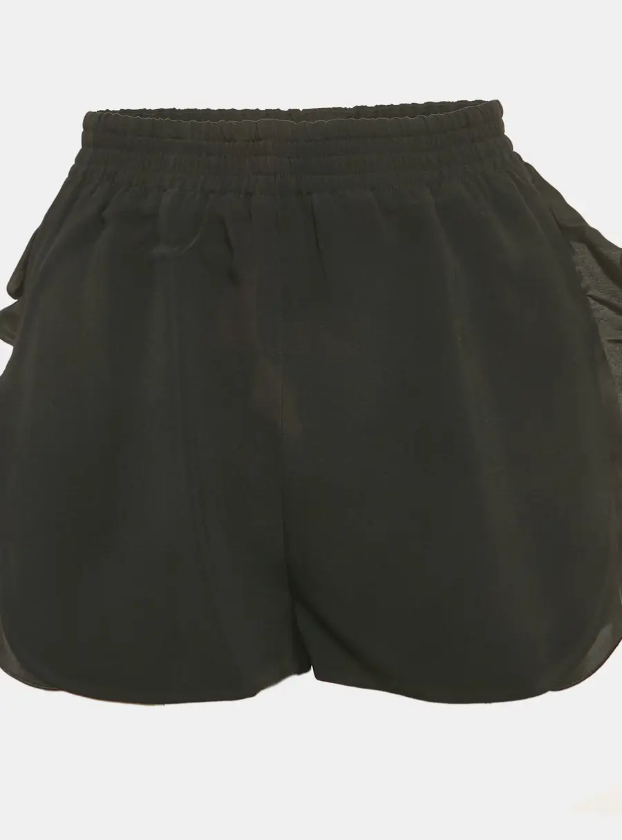 Stella McCartney Black Crepe Ruffled Shorts S