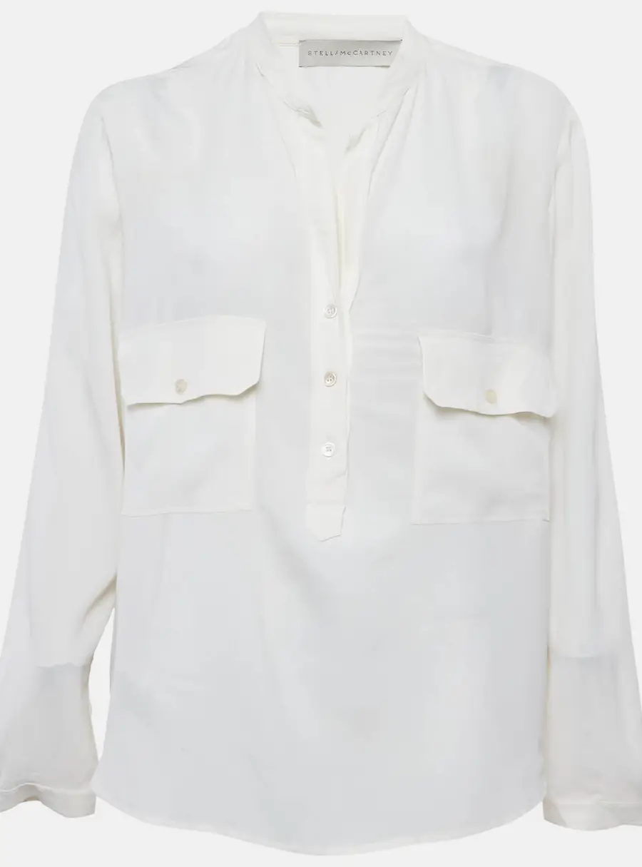 Stella McCartney Off-White Crepe Button Down Blouse M