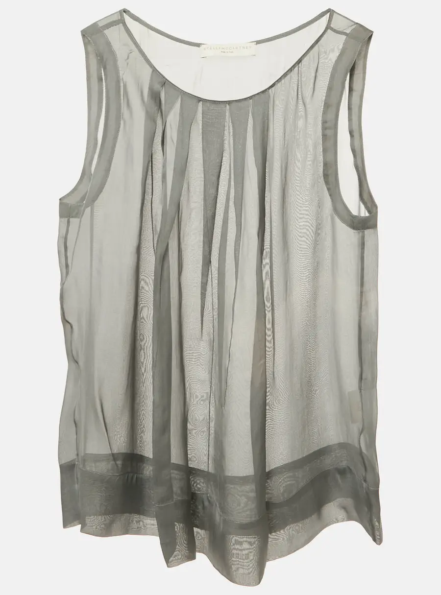 Stella McCartney Grey Silk Sheer Sleeveless Top M