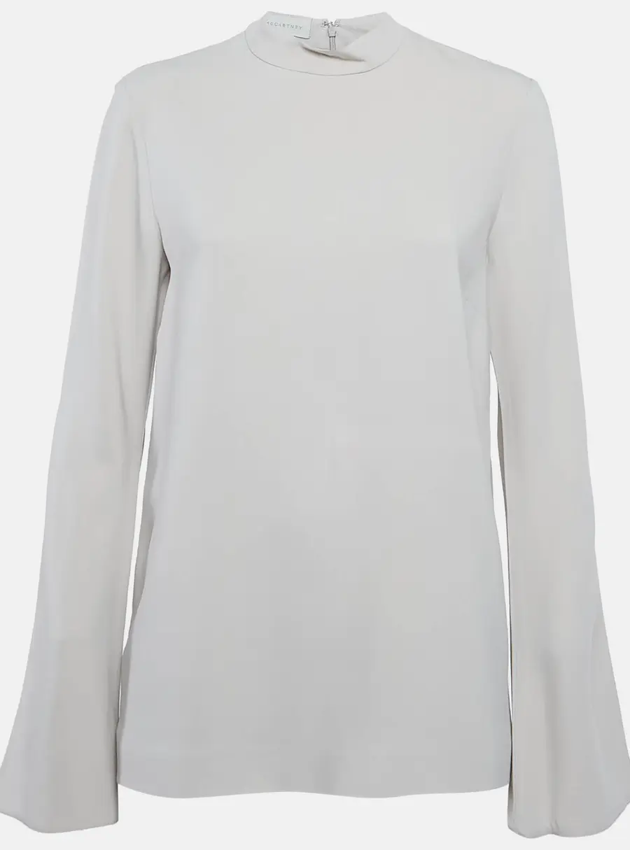 Stella McCartney Grey Crepe Flared Sleeve Blouse M