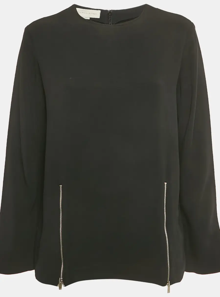 Stella McCartney Black Crepe Long Sleeve Blouse S