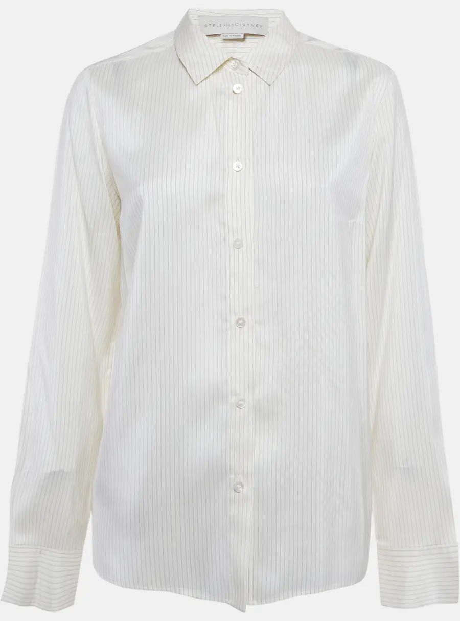 Stella McCartney Cream Striped Silk Shirt M