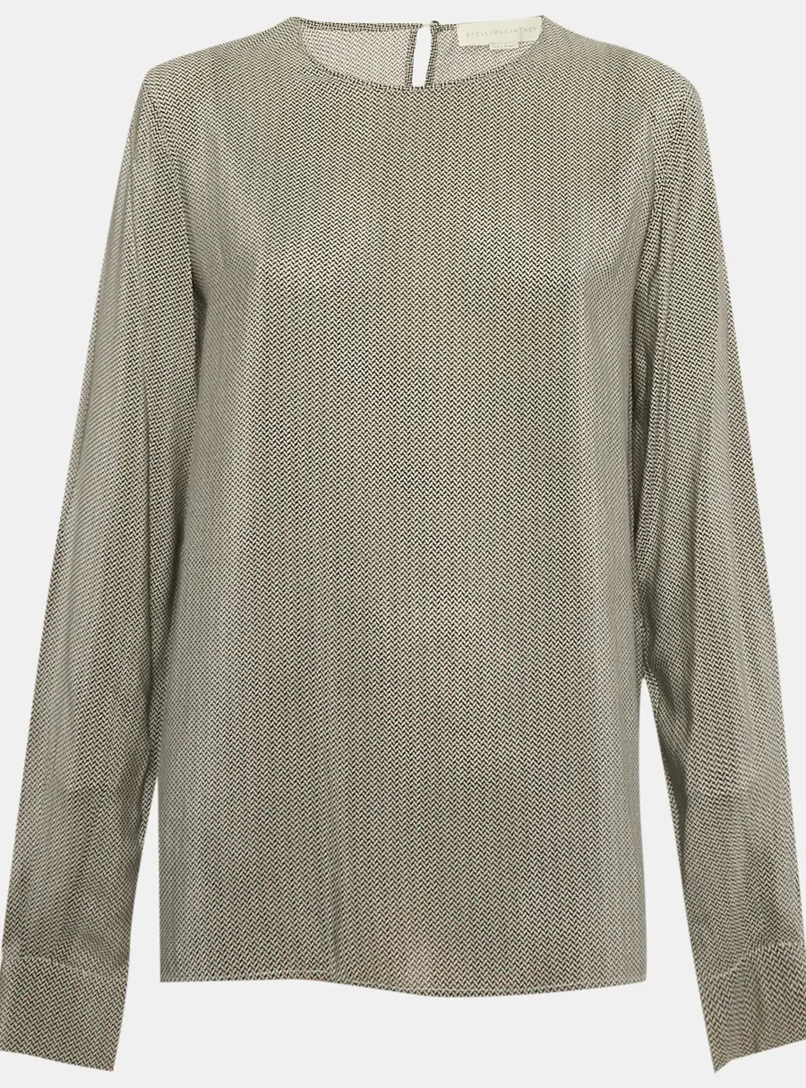 Stella McCartney Black/Grey Printed Silk Blouse M