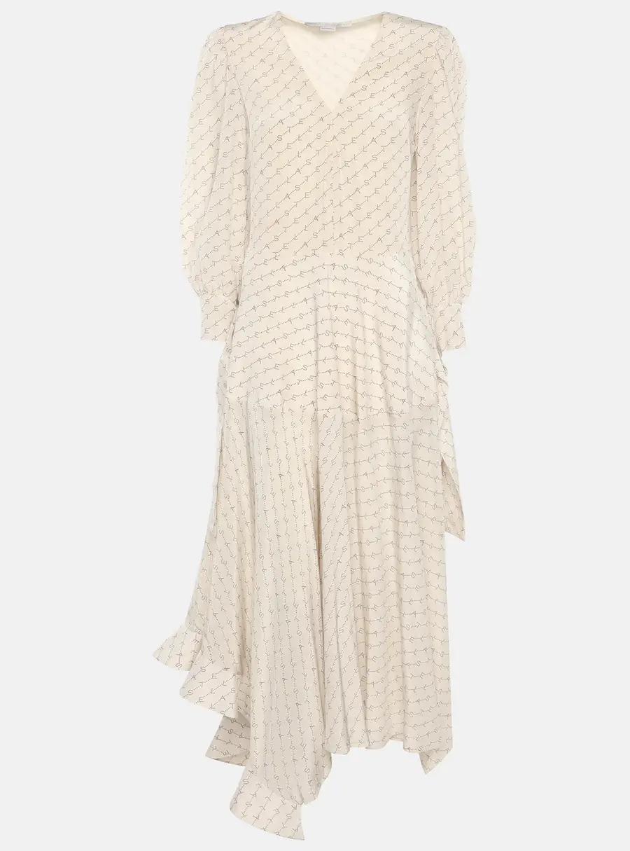 Stella McCartney White Logo Print Marley Midi Dress S
