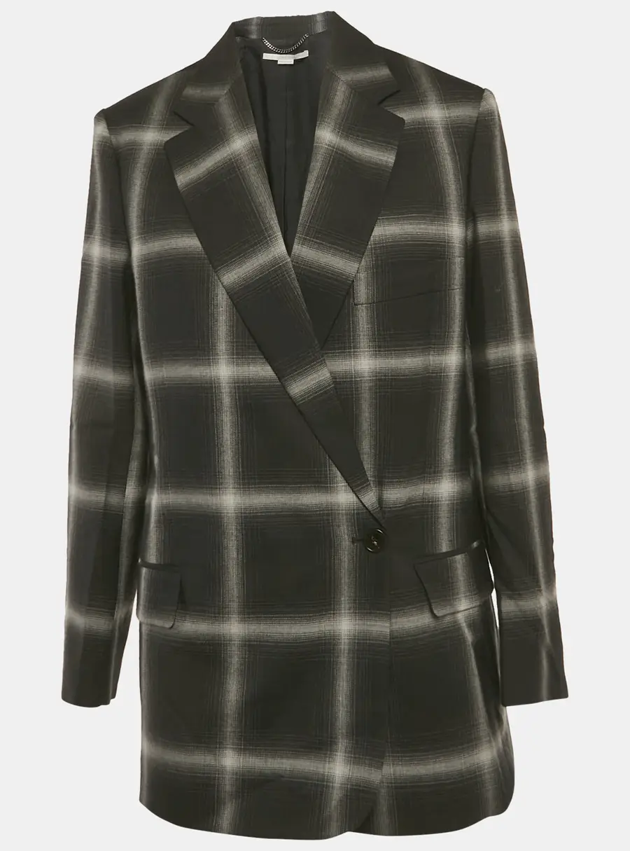 Stella McCartney Black /Grey Checkered Rylee Oversize Blazer S