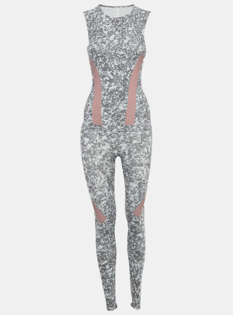 Stella McCartney x Adidas Grey Printed Jersey Tank Top & Leggings XS (Active Wear)