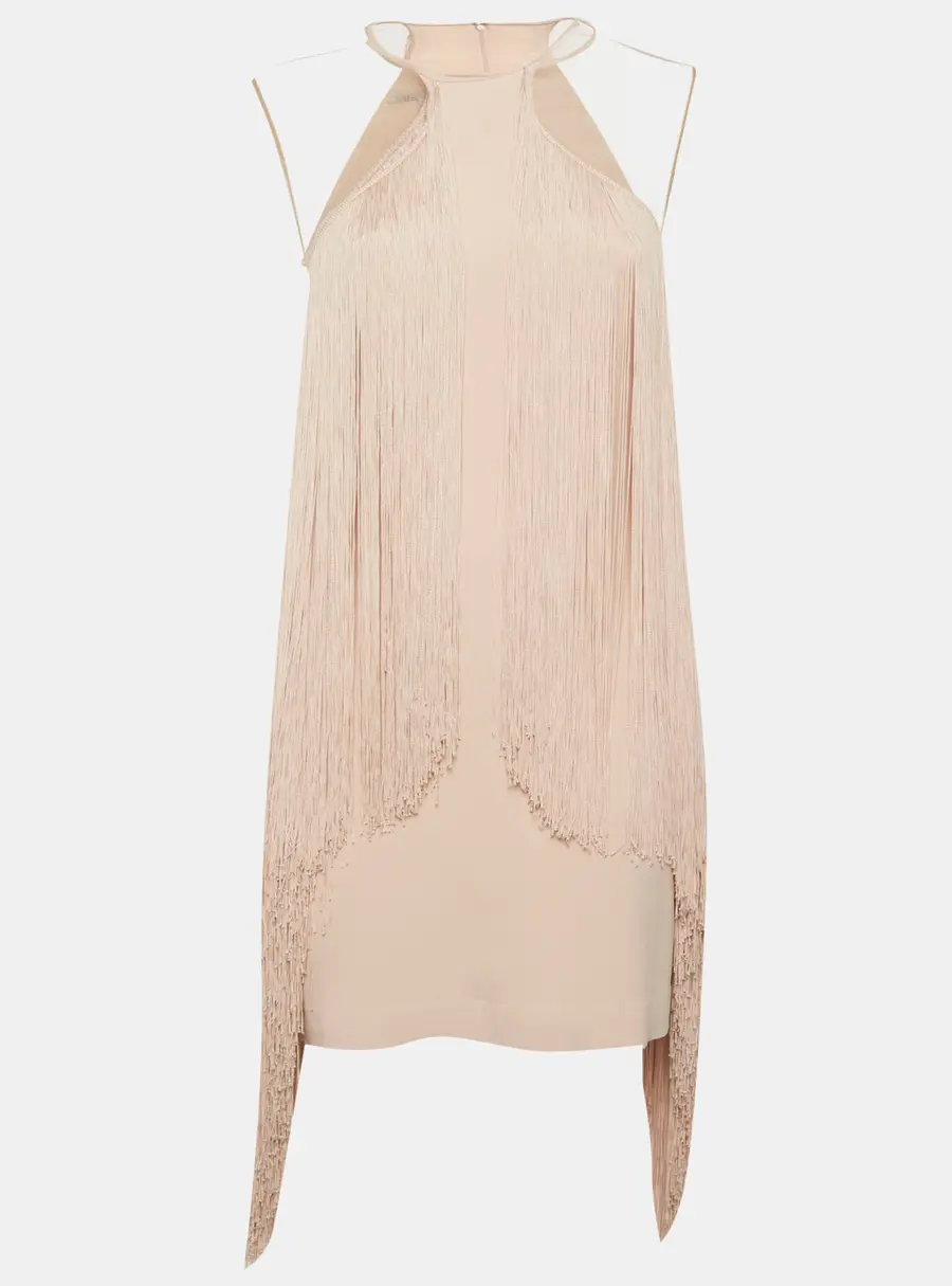 Stella McCartney Pink Crepe Fringed Mini Dress M