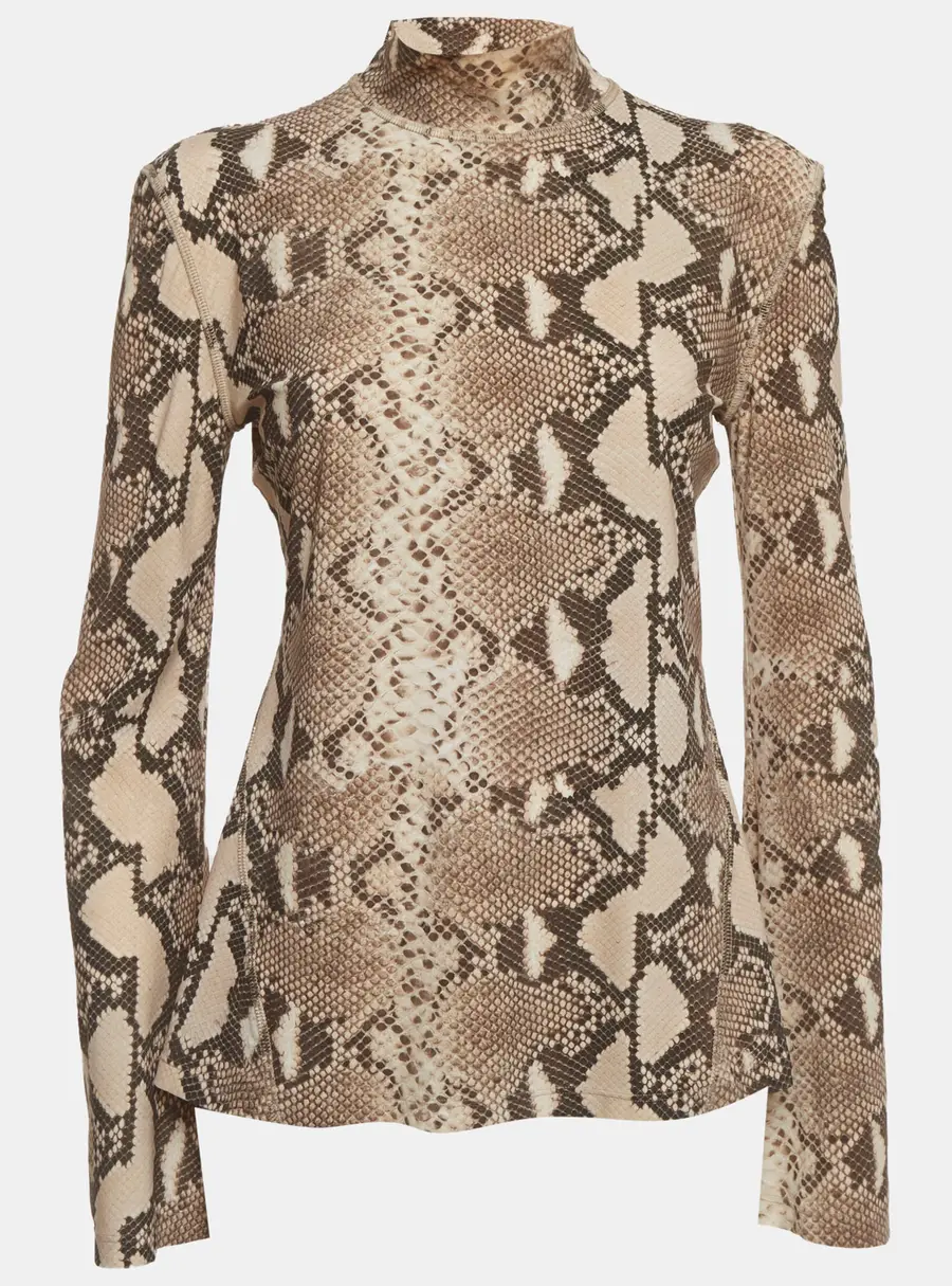 Stella McCartney Beige Snakeskin Print Jersey Top XL