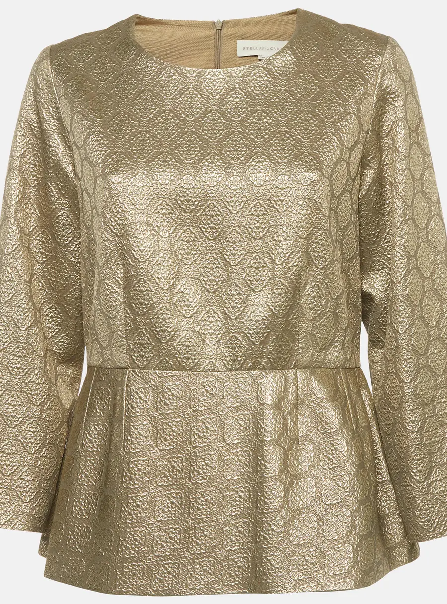 Stella McCartney Gold Brocade Peplum Top L
