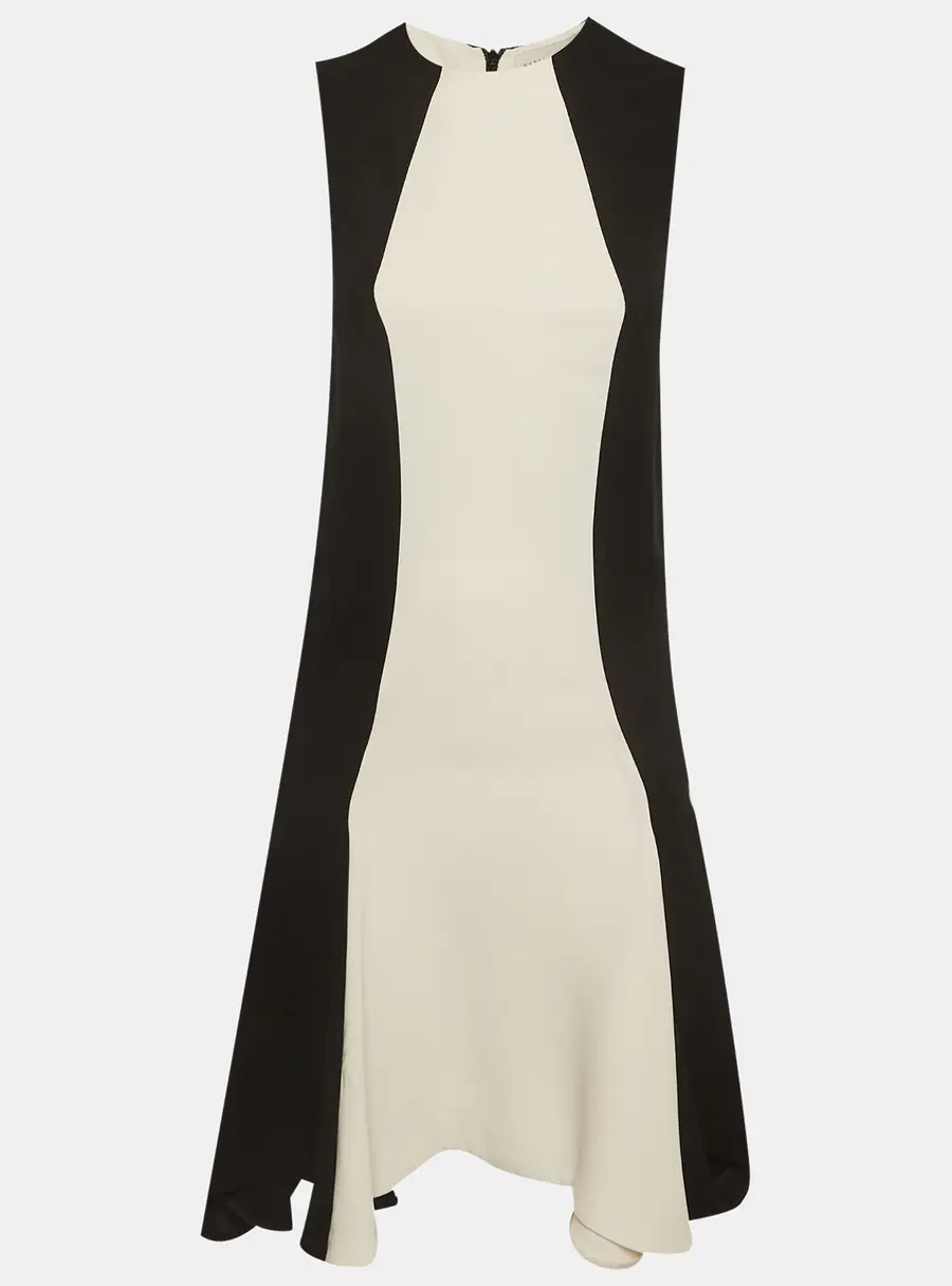 Stella McCartney Black/White Crepe Paneled Midi Dress XS