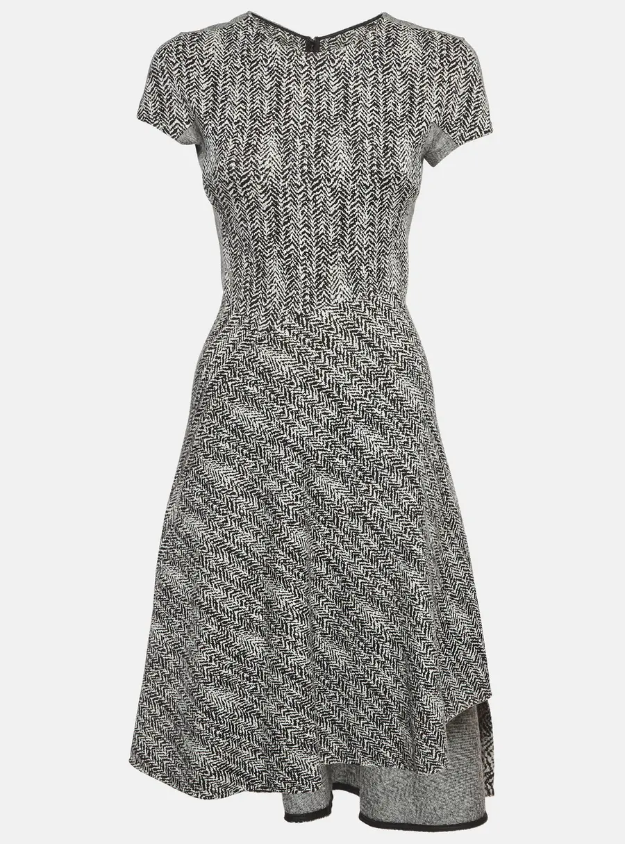 Stella McCartney Black/White Wool Blend Flared Mini Dress S