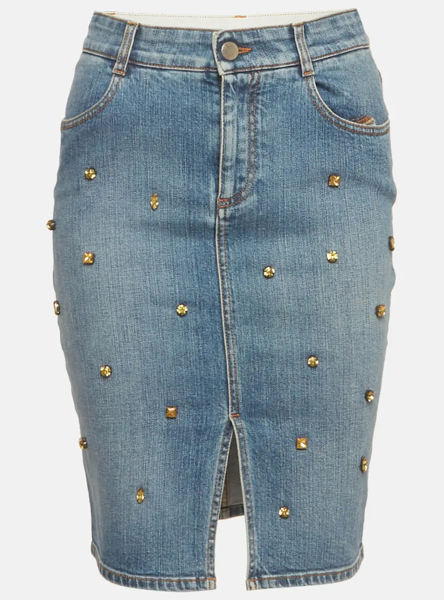 Stella McCartney Blue Embellished Denim Pencil Skirt S