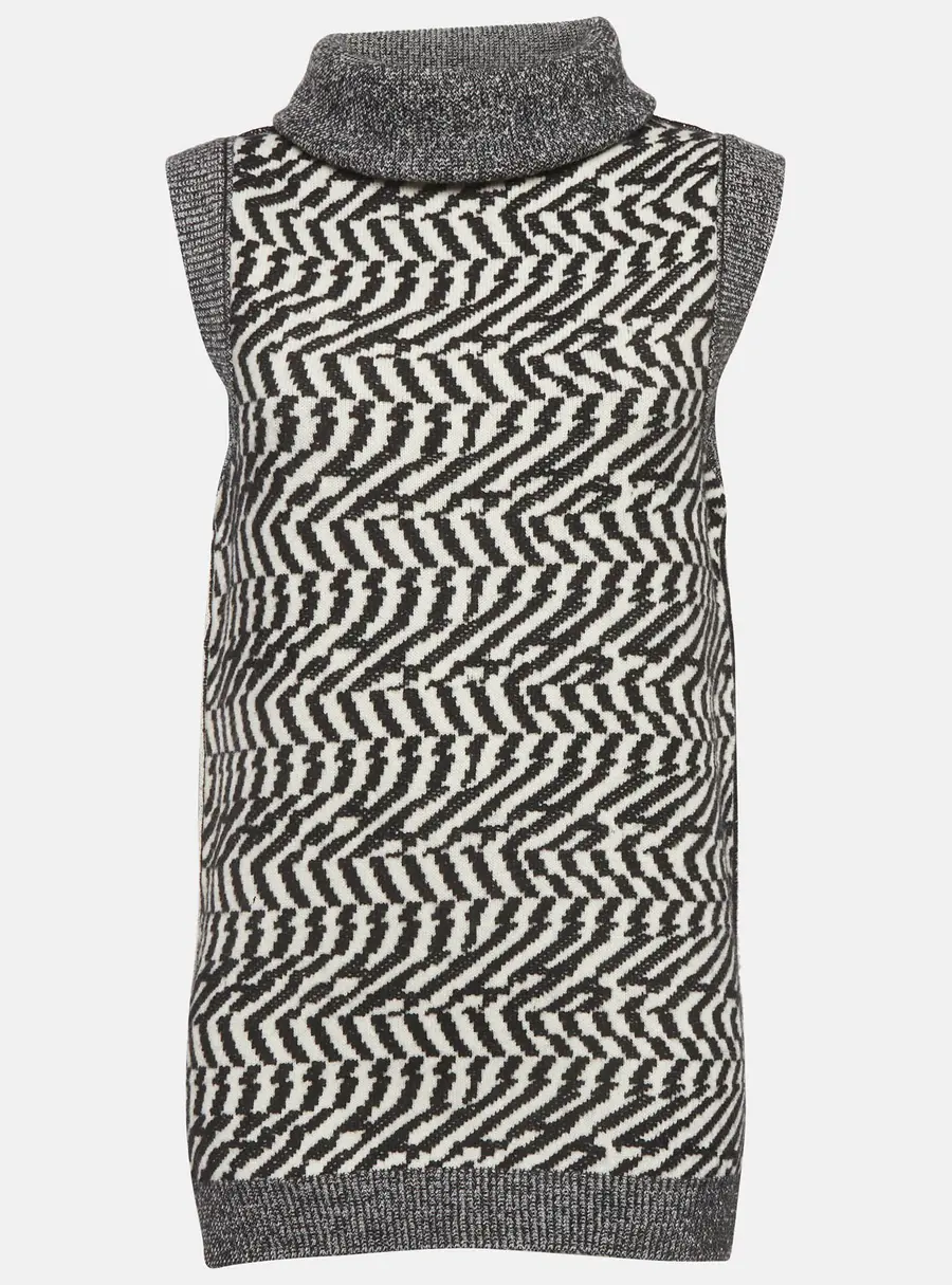 Stella McCartney Black Patterned Wool Cowl Neck Top XS