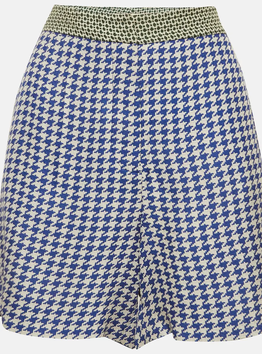 Stella McCartney Blue Checked Crepe Shorts M