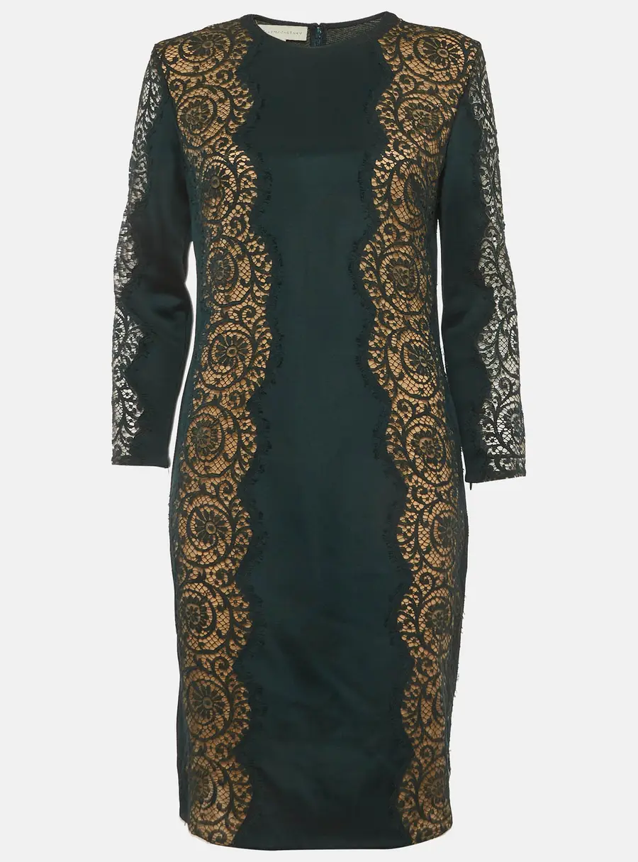 Stella McCartney Green Synthetic Lace Zip Up Mini Dress L