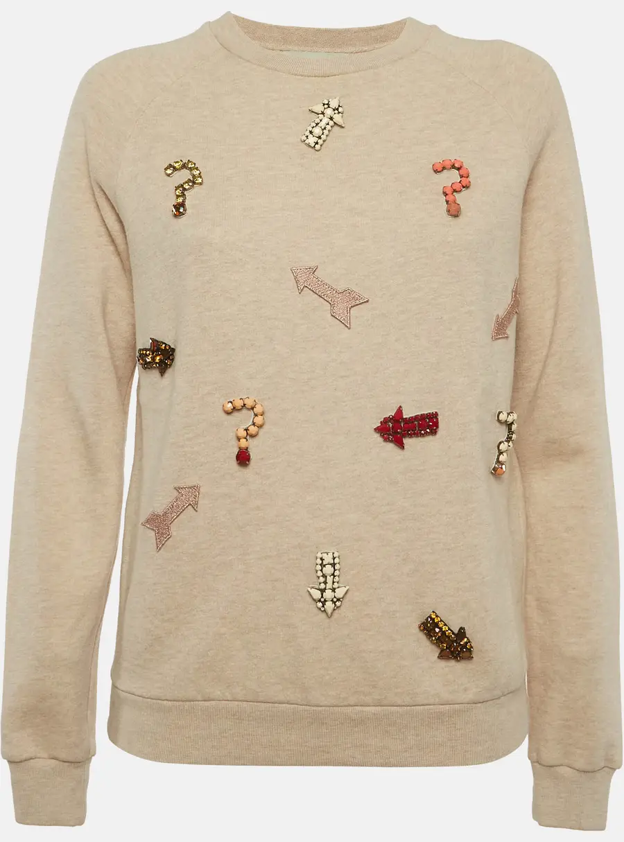 Stella McCartney Beige Embellished Cotton Knit Sweatshirt S
