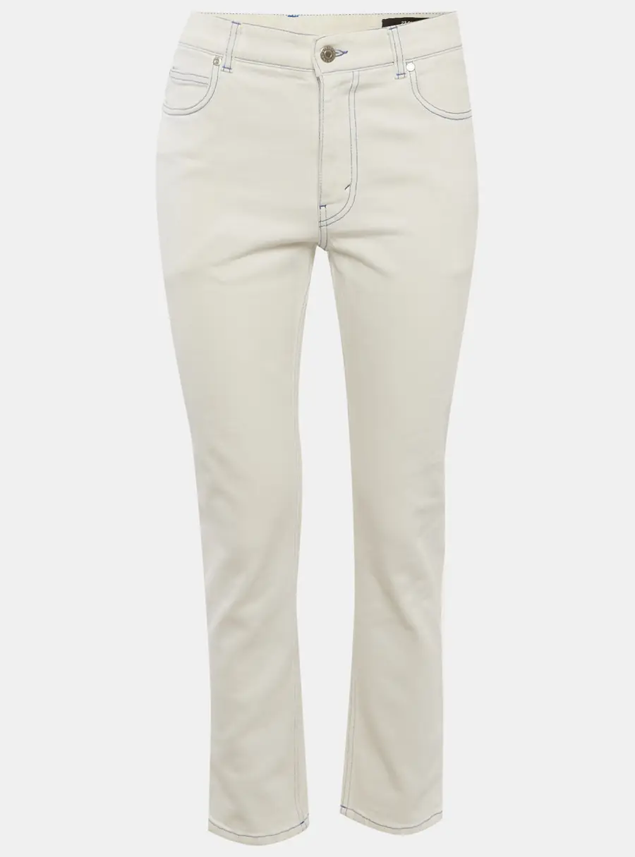Stella McCartney White Denim 23 OBS Straight Fit Jeans XS/Waist 30"