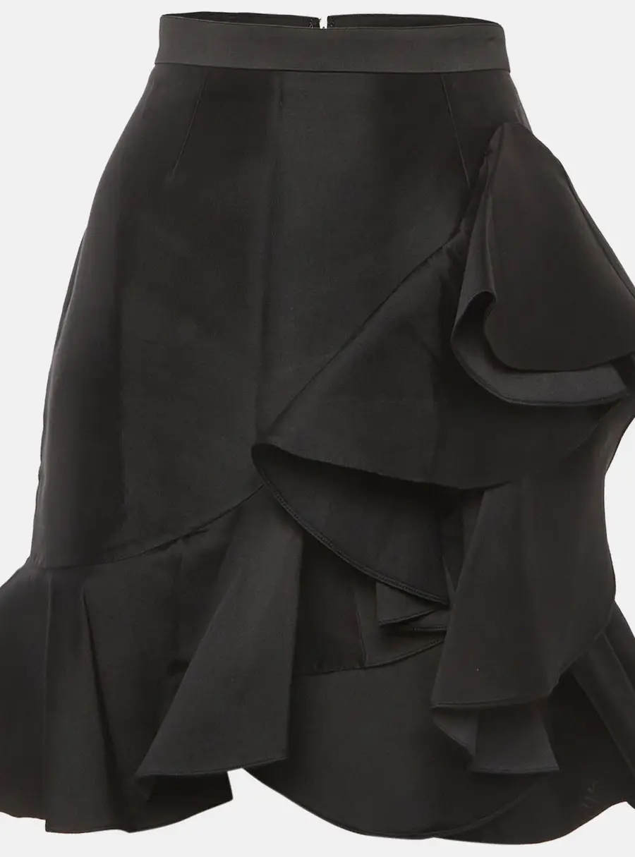 Stella McCartney Black Cotton Blend Ruffled Mini Skirt S