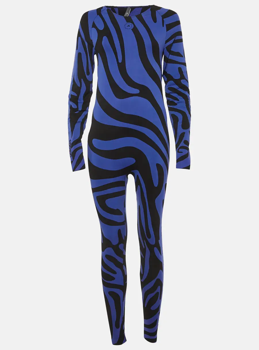 Stella McCartney x Adidas Blue/Black Jacquard Knit Open Back Jumpsuit XL