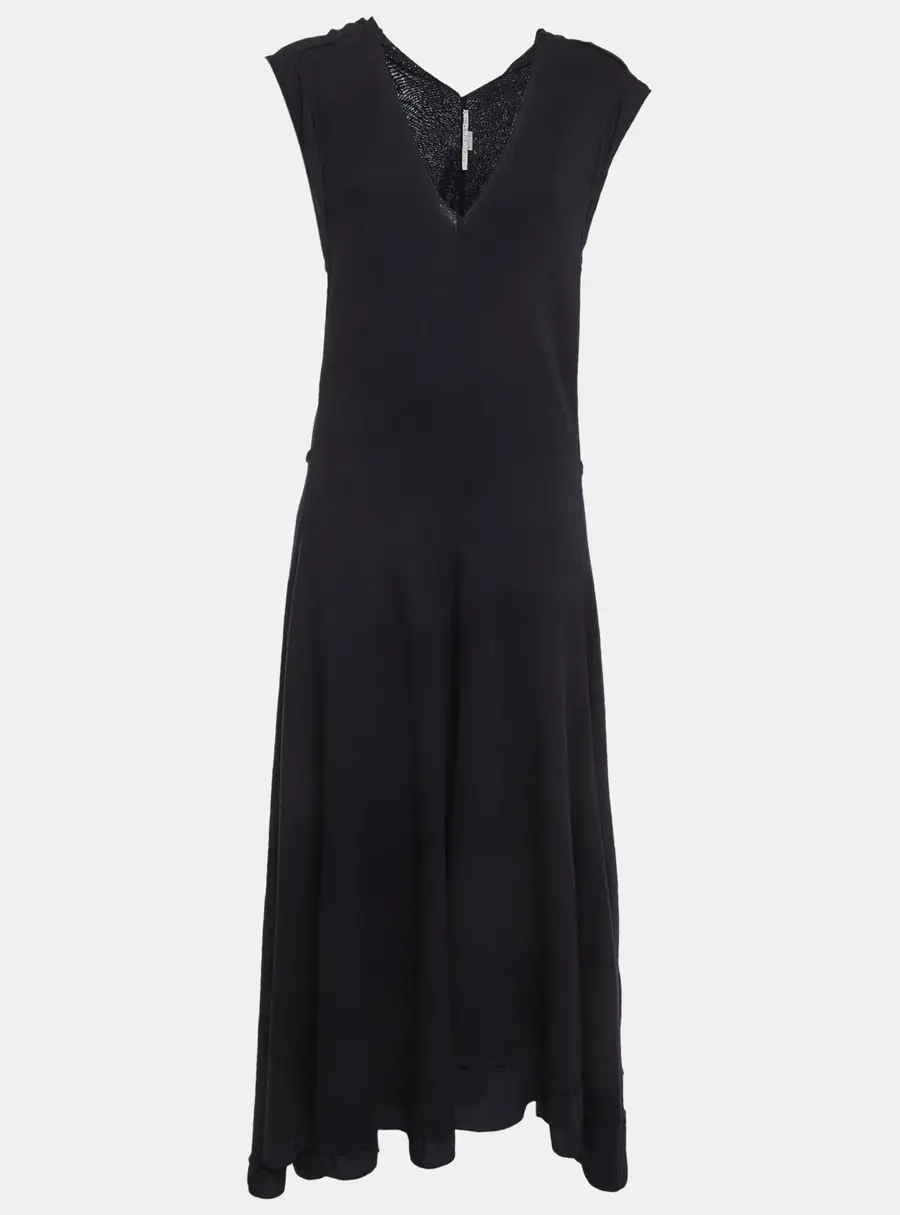 Stella McCartney Navy Blue Wool Knit and Silk Paneled Midi Dress M