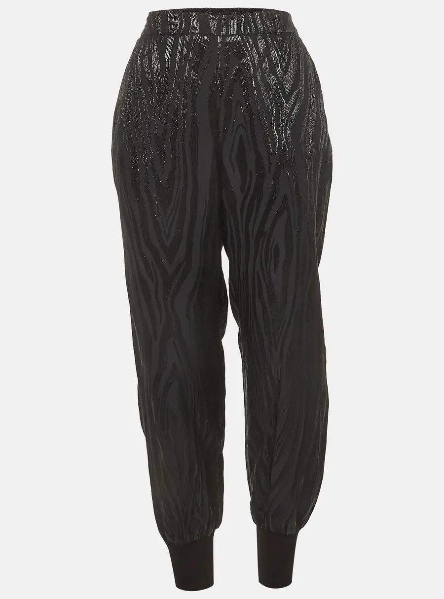 Stella McCartney Black Zebra Pattern Jacquard Tapered Trouser M