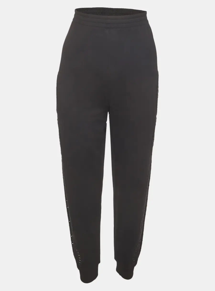 Stella McCartney Black Cotton Broderie Anglaise Detail Trousers M