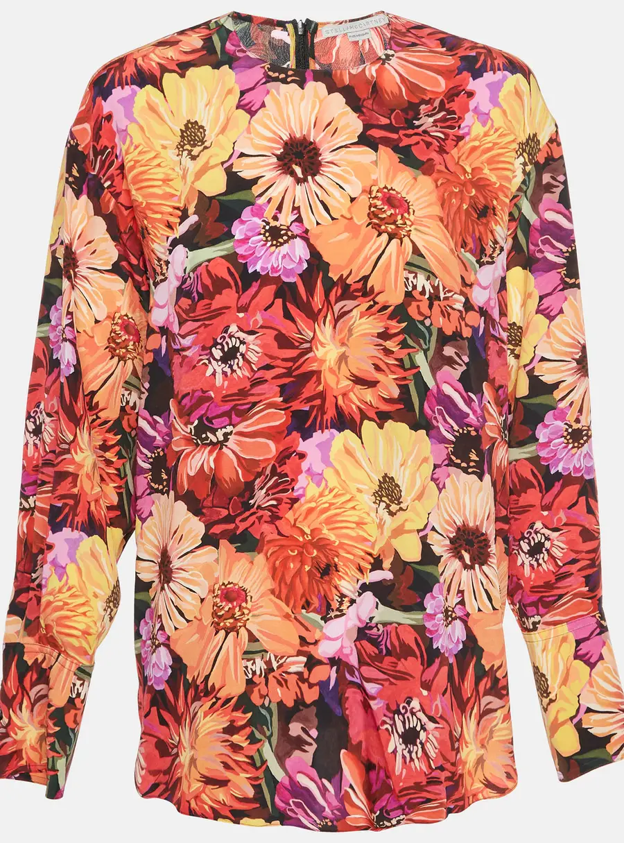 Stella McCartney Red Floral Print Silk Blouse M
