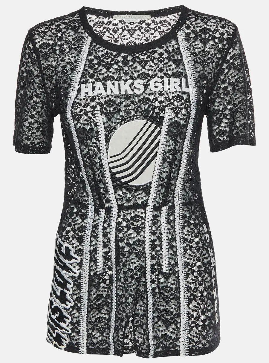Stella McCartney Black Lace Sheer Fitted Top M