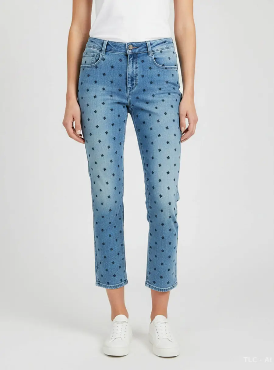 Stella McCartney Blue Star Embroidered Denim Skinny Jeans M/Waist 30"