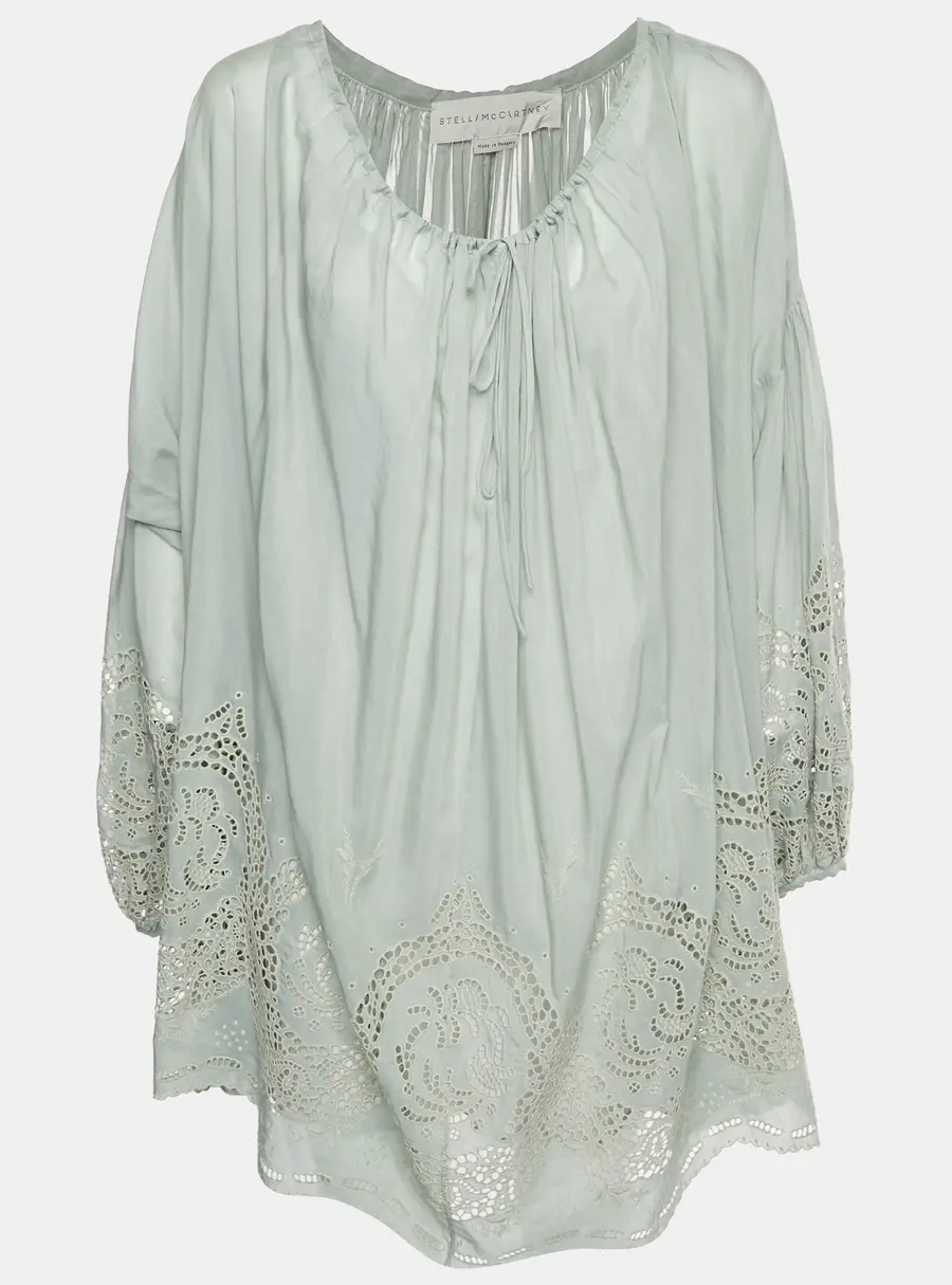Stella McCartney Green Broderie Anglaise Cotton Tunic Dress XS